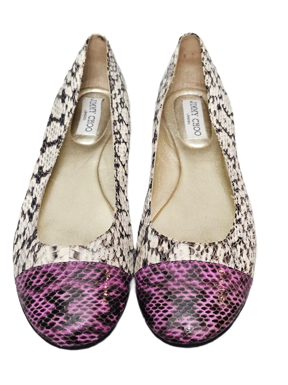 Jimmy Choo Snake-Print Ballet Flats